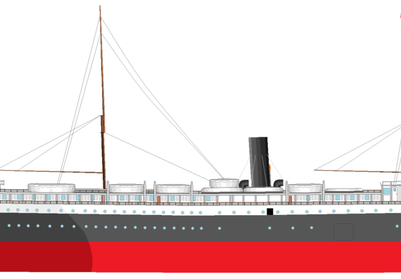 Корабль SS Columbia [Ocean Liner] (1907) - чертежи, габариты, рисунки